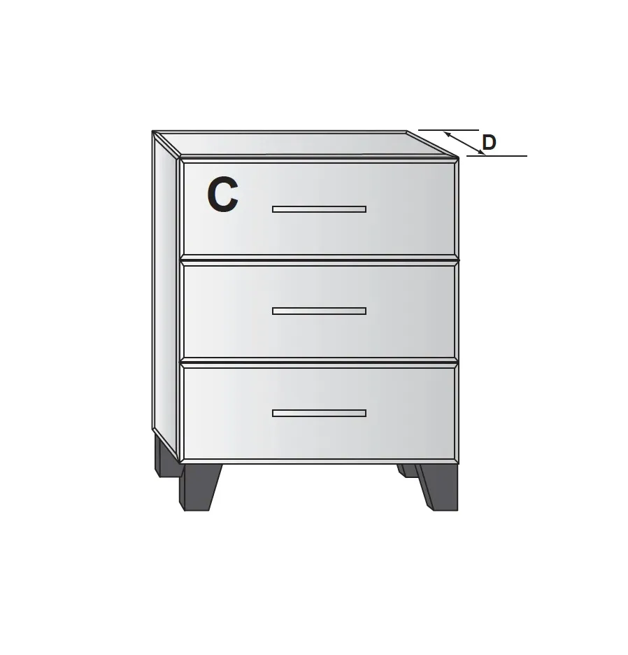 Maria Isabelle Mirrored Bedside Table 60cm x 45cm