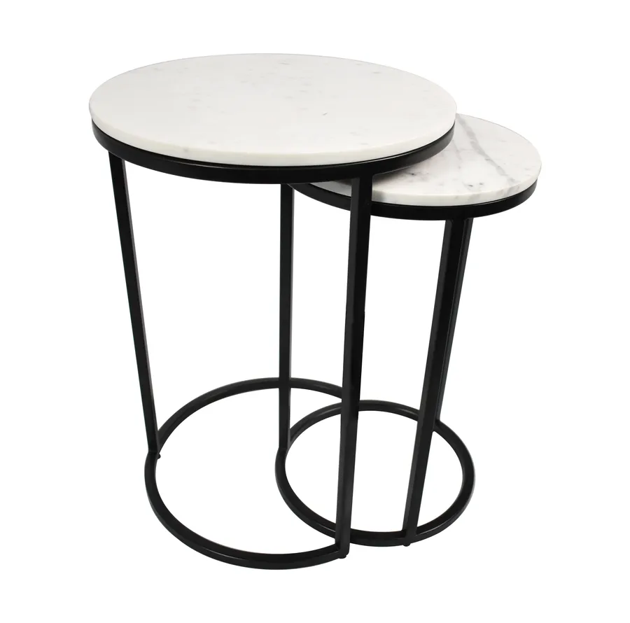 Mercer Marble Side Table (Nested Set of 2) - Black
