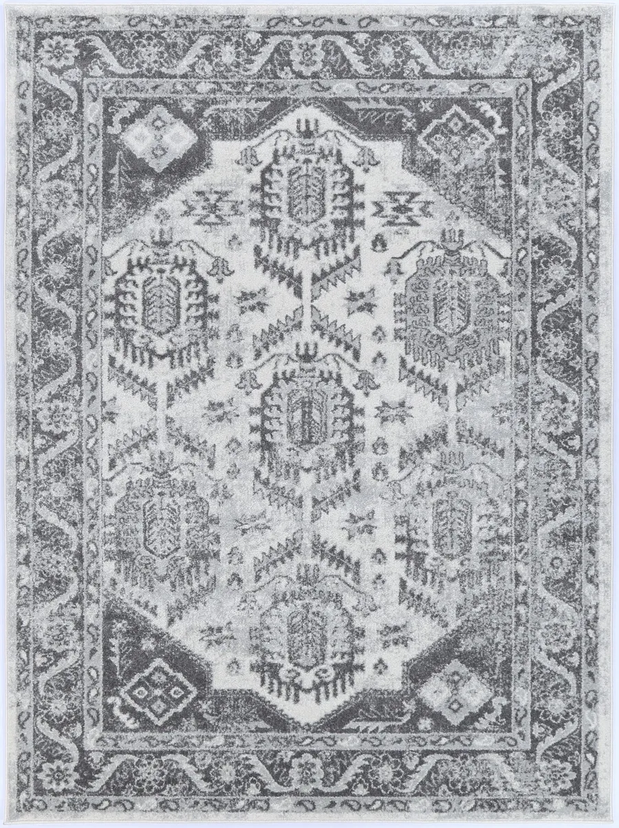 Cosquer White Grey Traditional Rug by Wild Yarn - Style Sourcebook