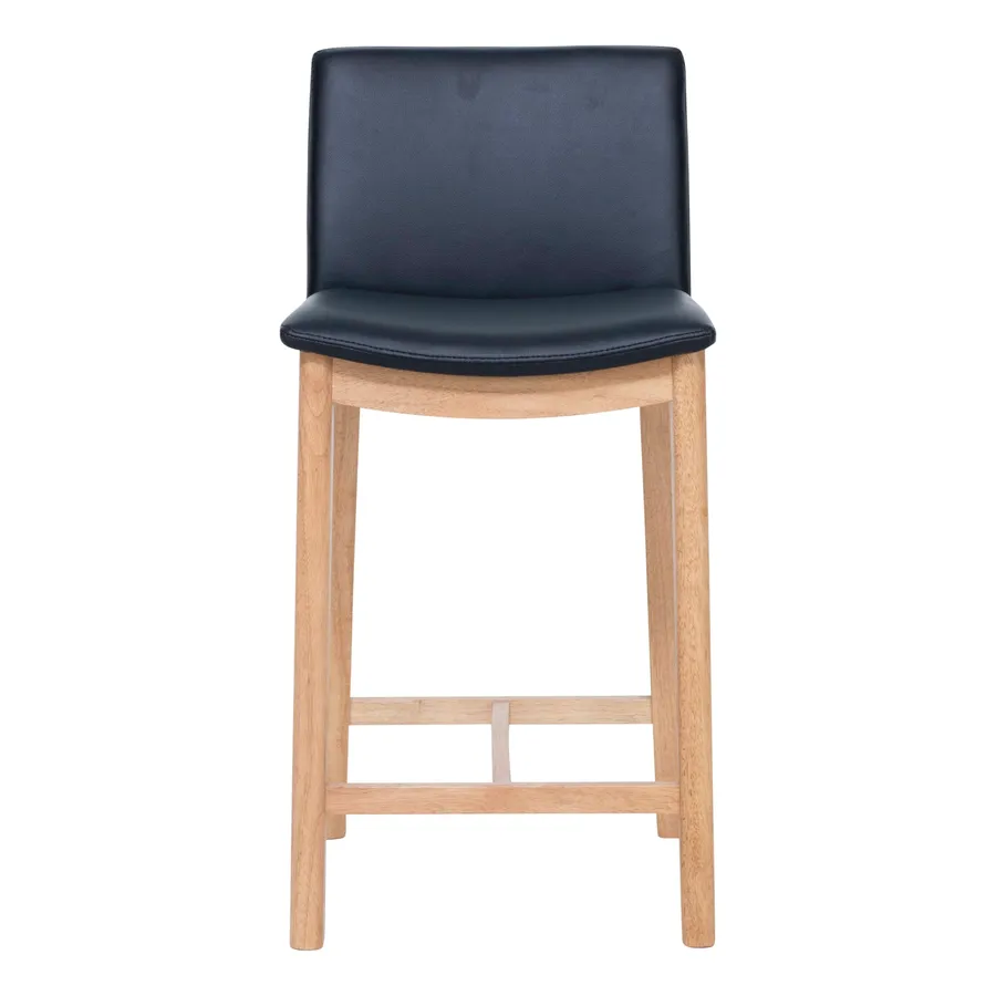 Everest Bar Chair in Leather Black / Clear