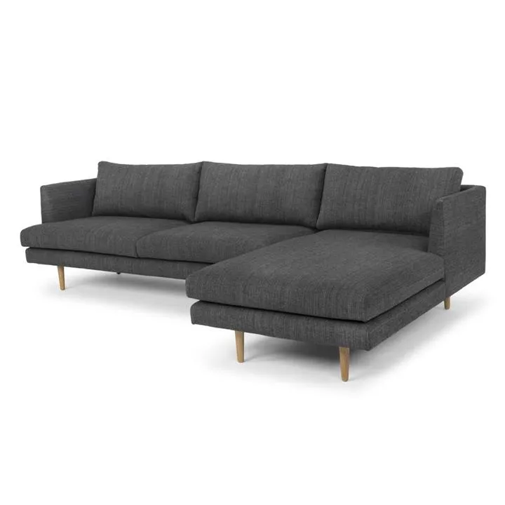 Denmark 3 Seater Fabric Sofa With Right Chaise - Metal Grey - Last One by Interior Secrets - AfterPay Available