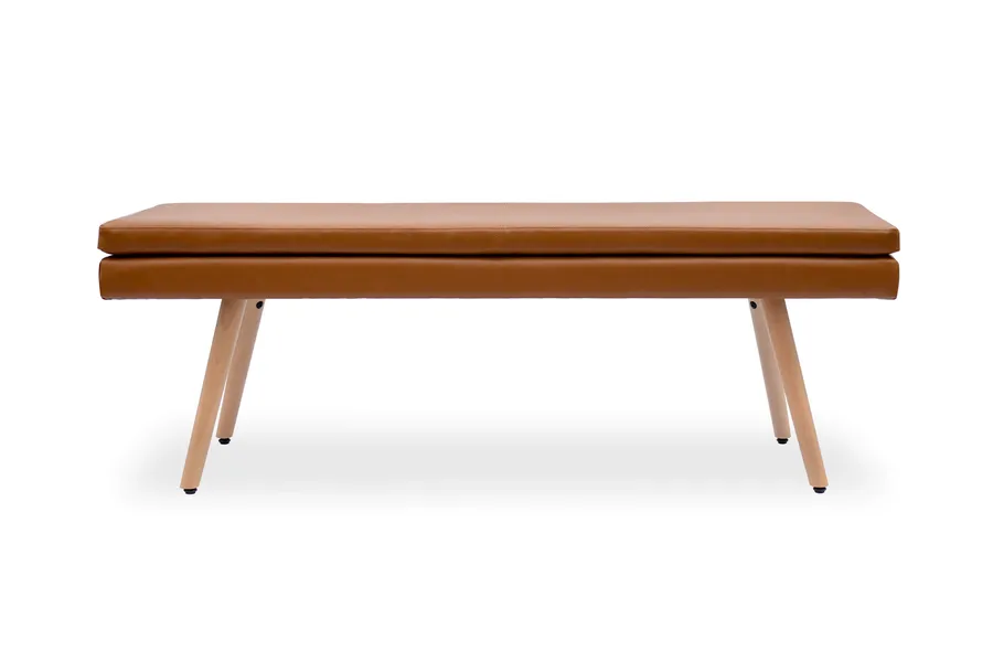 Niagra Scandi Bench, Tan PU Leather, by Lounge Lovers