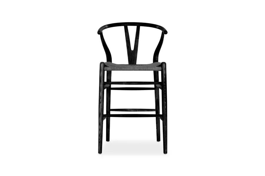 Ark 65cm Coastal High Bar Stool in Black, Solid Ash Frame , by Lounge Lovers