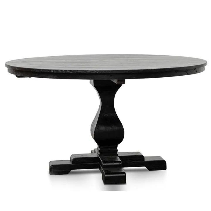 Ex Display - Gene Reclaimed Wood 1.4m Round Dining Table - Rustic Black by Interior Secrets - AfterPay Available