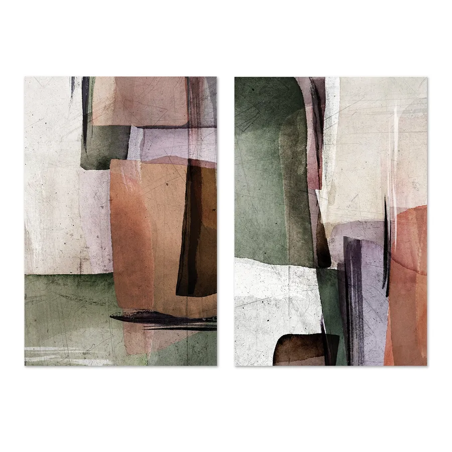 Abstract Squares Warm, Set Of 2