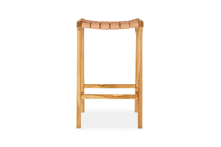 Cuba Backless 66cm Coastal Bar Stool in Oak, Teak Wood, by Lounge Lovers