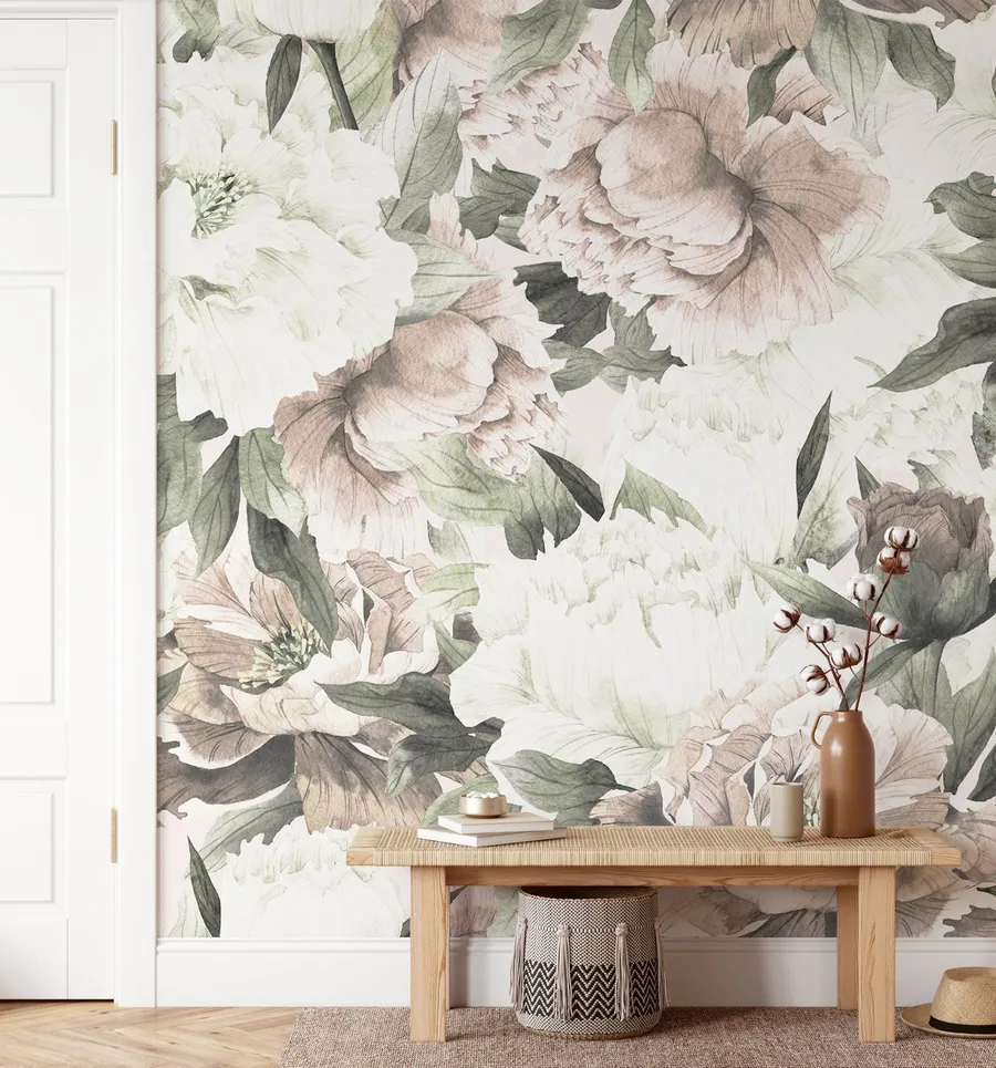 Blush Peony Floral Wallpaper Mural