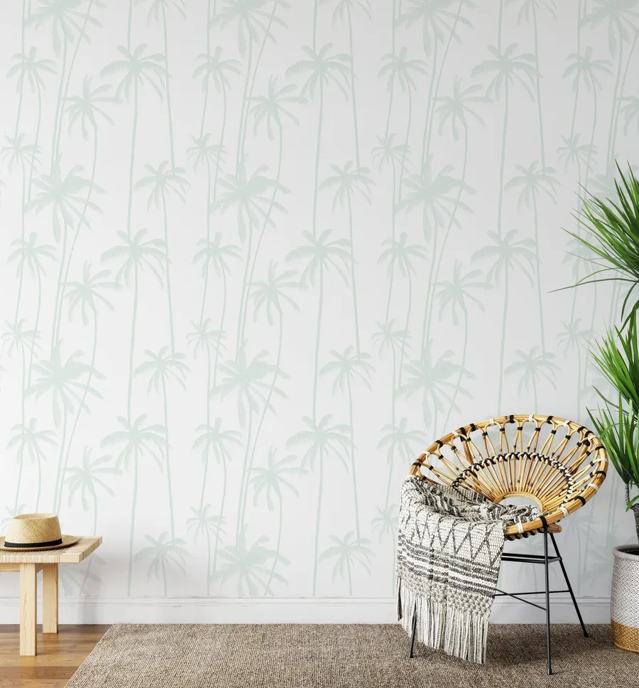 Good Palms Seafoam Wallpaper