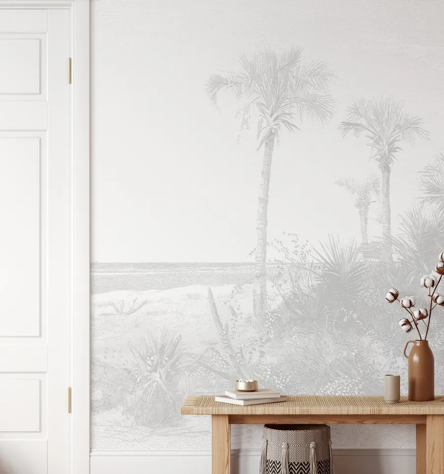Vintage Coastal Palm Wallpaper Mural
