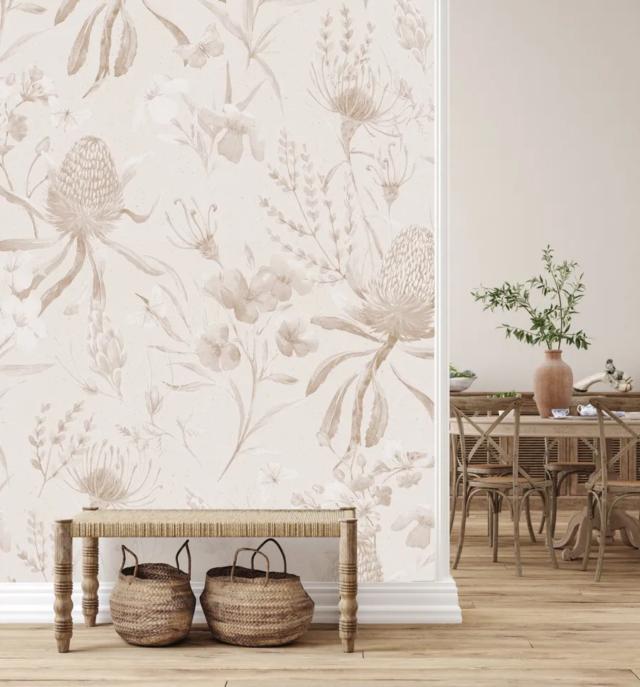 Neutral Banksia Wallpaper Mural