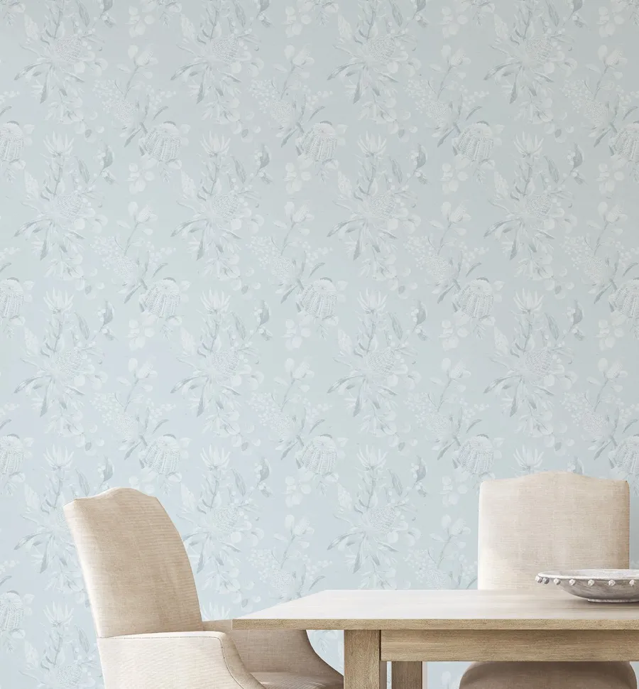 Banksia in Duck Egg Blue Wallpaper