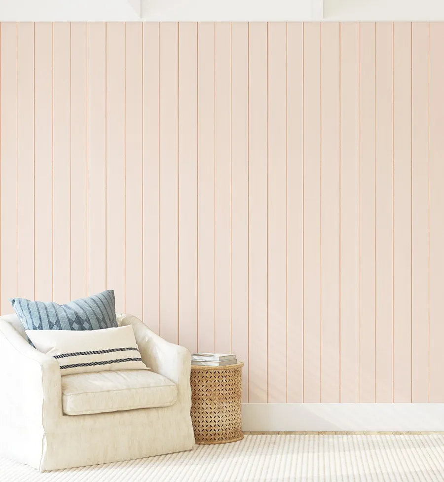 Tongue & Groove Wood Panel Wallpaper | Slightly Peach