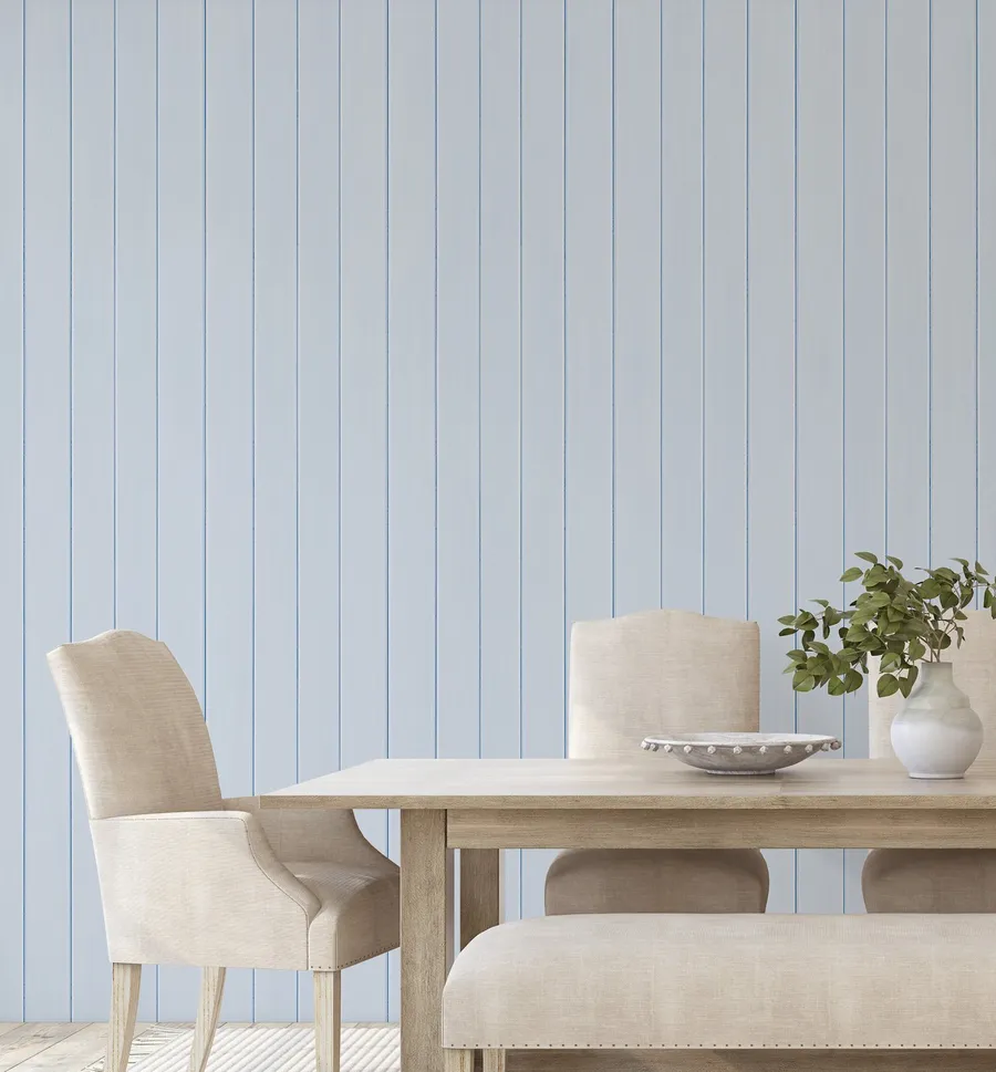 Tongue & Groove Wood Panel Wallpaper | Ice Blue