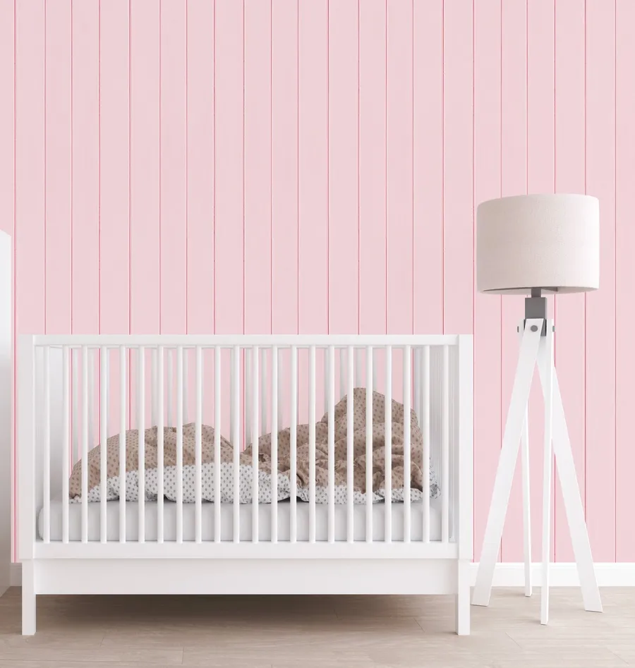 Tongue & Groove Wood Panel Wallpaper | Pretty Pink