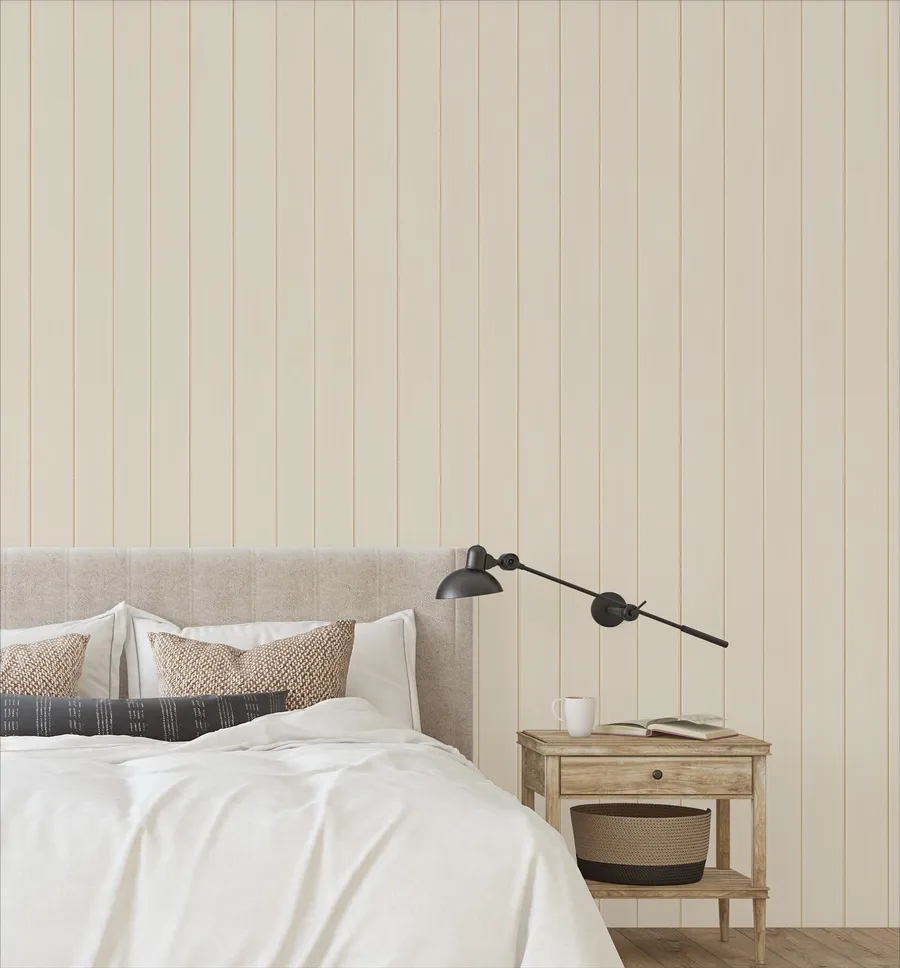 Tongue & Groove Wood Panel Wallpaper | Taupe