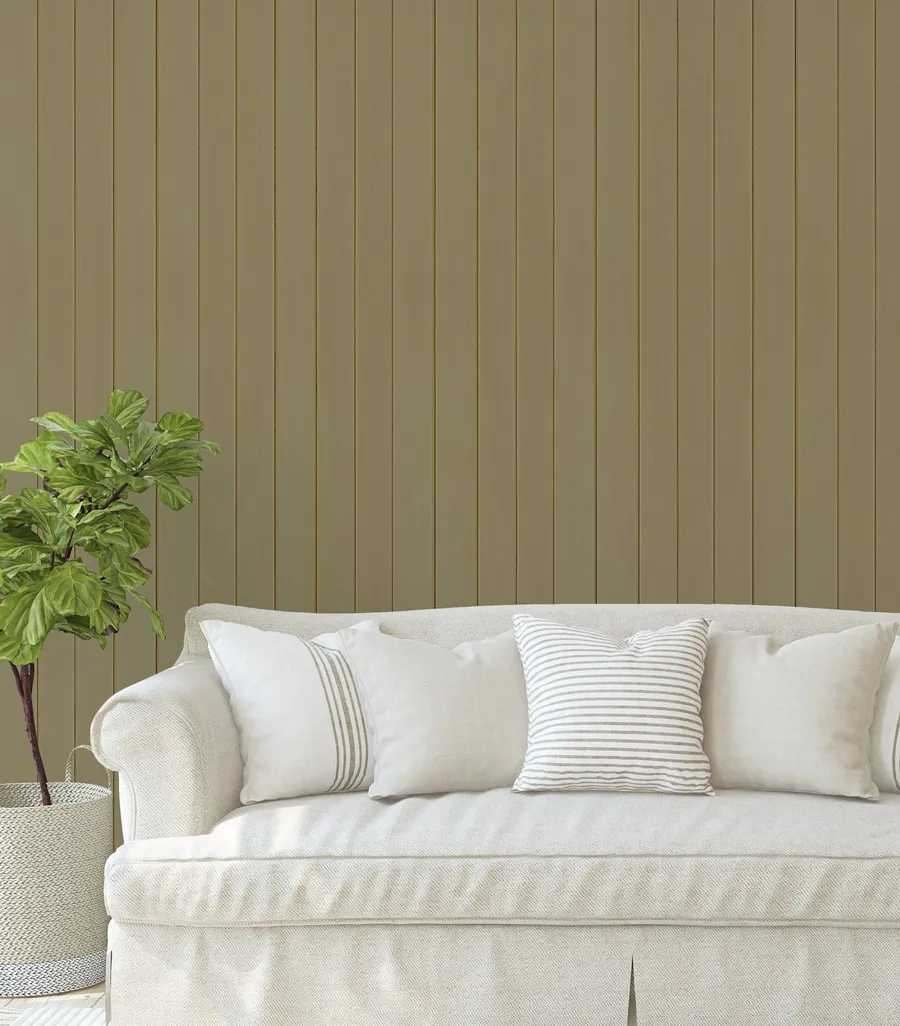 Tongue & Groove Wood Panel Wallpaper | Khaki