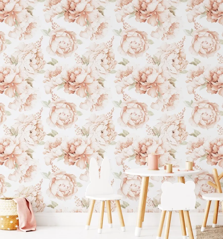 Peony Roses in Soft Terracotta Wallpaper