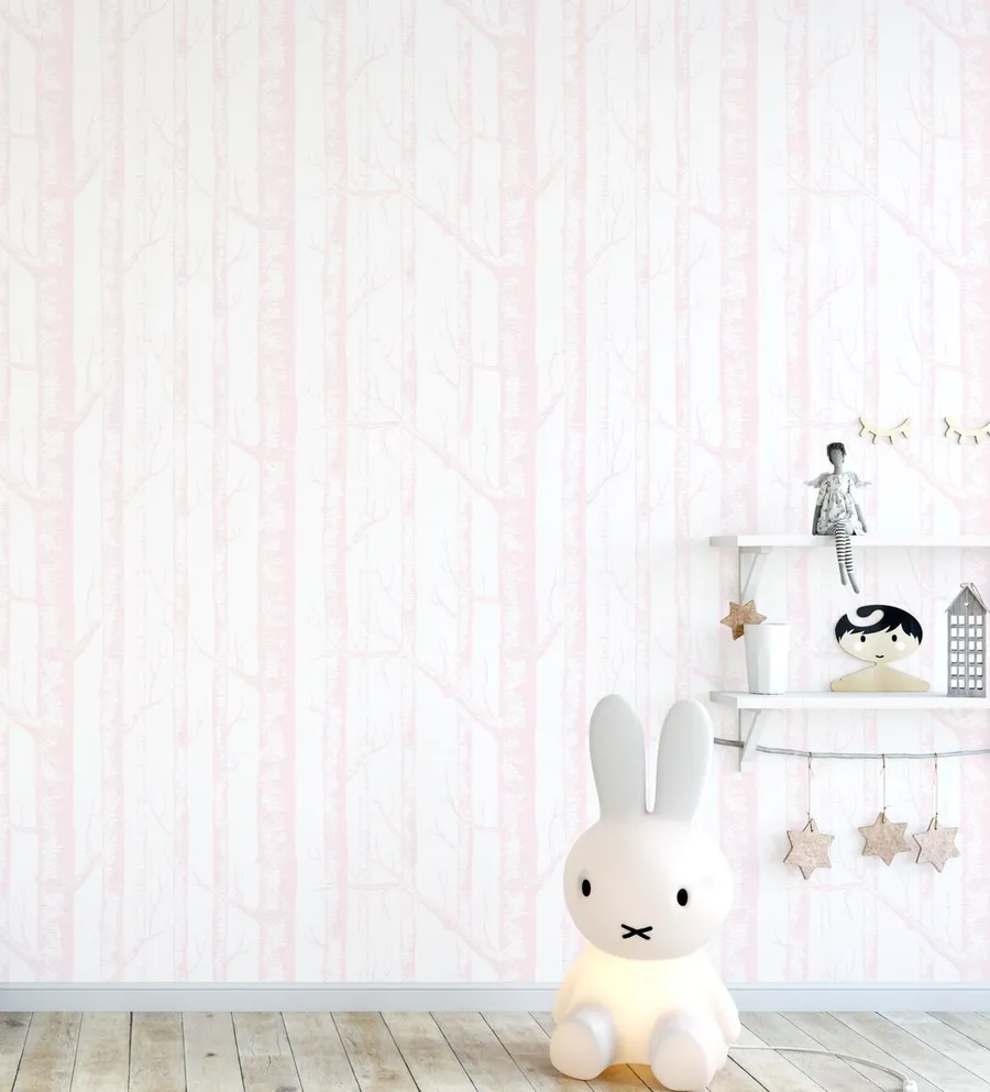 Birch Trees In Pink Wallpaper