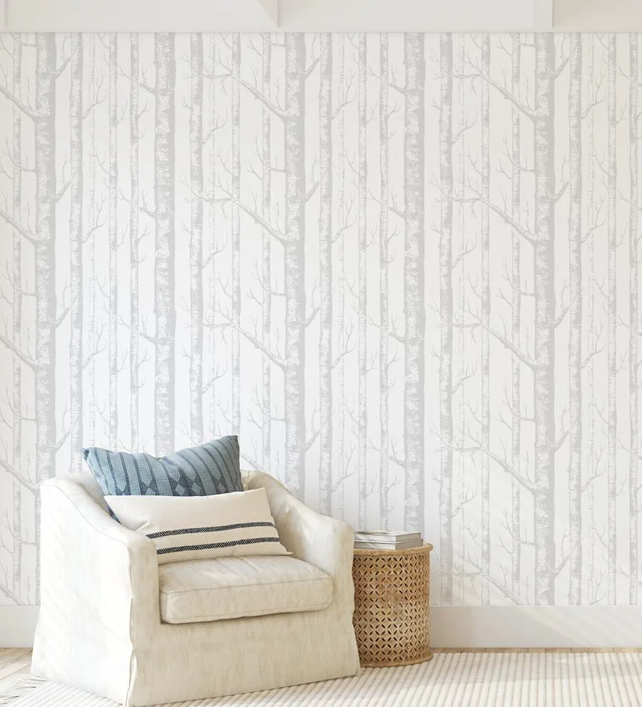 Birch Trees In Grey Wallpaper