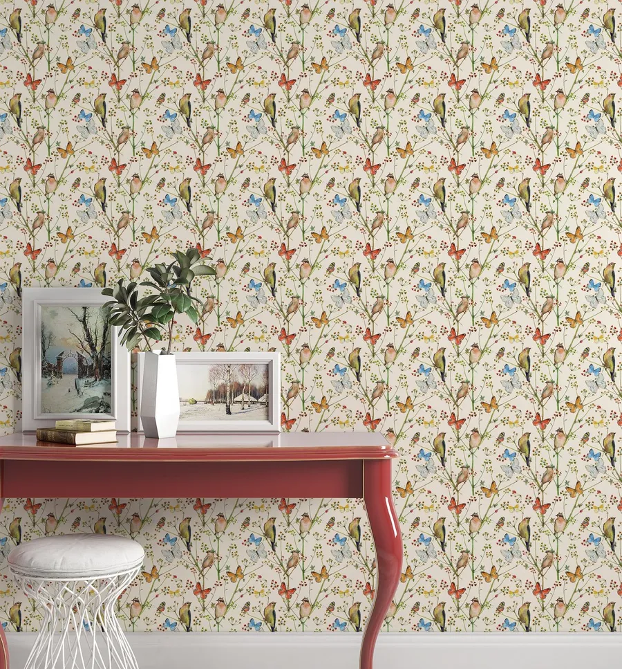 Vintage Butterfly Garden Wallpaper