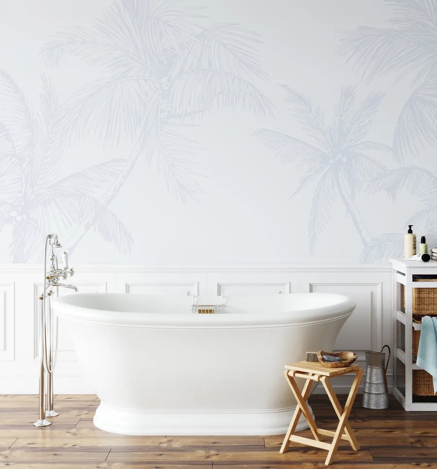 The Palms Wallpaper In Duck Egg Blue