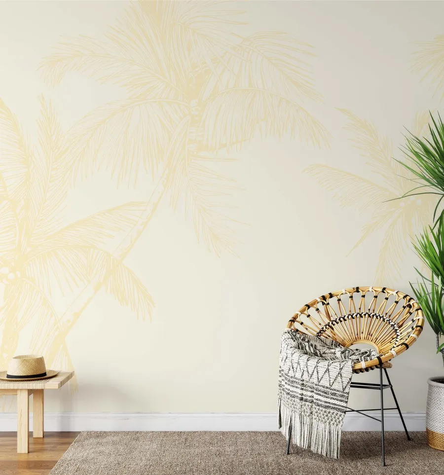 The Palms Wallpaper In Lemon