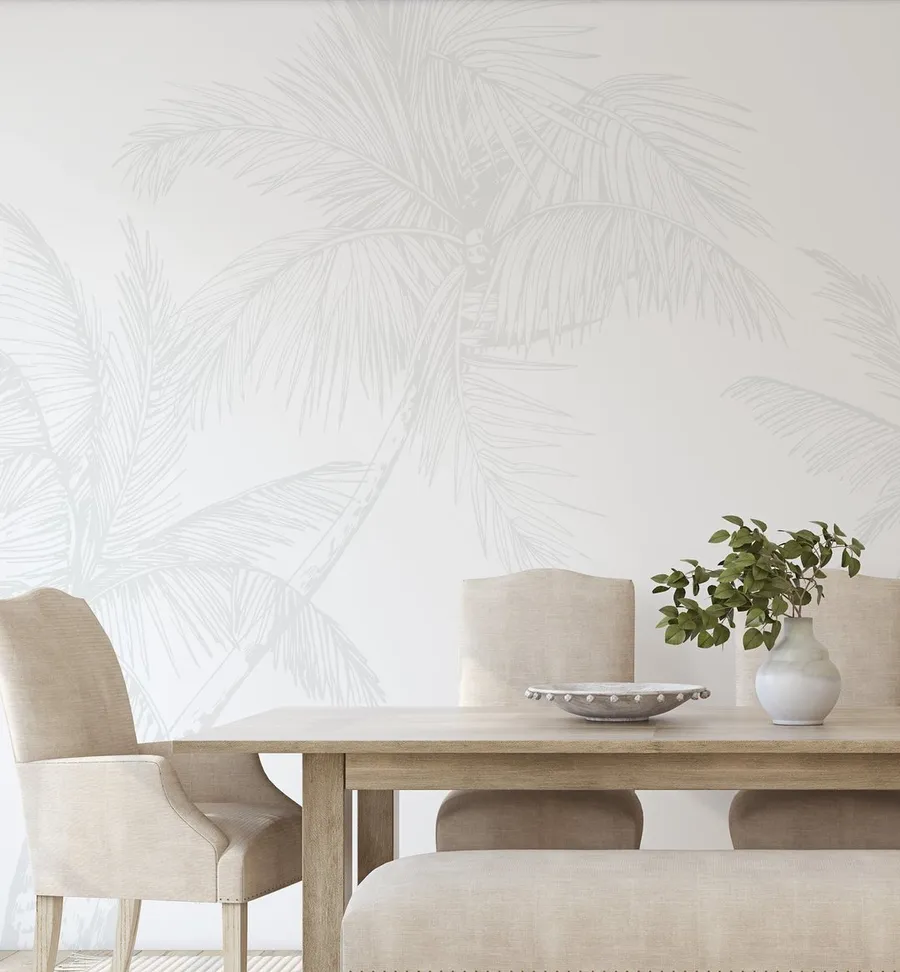 The Palms Wallpaper In Grey