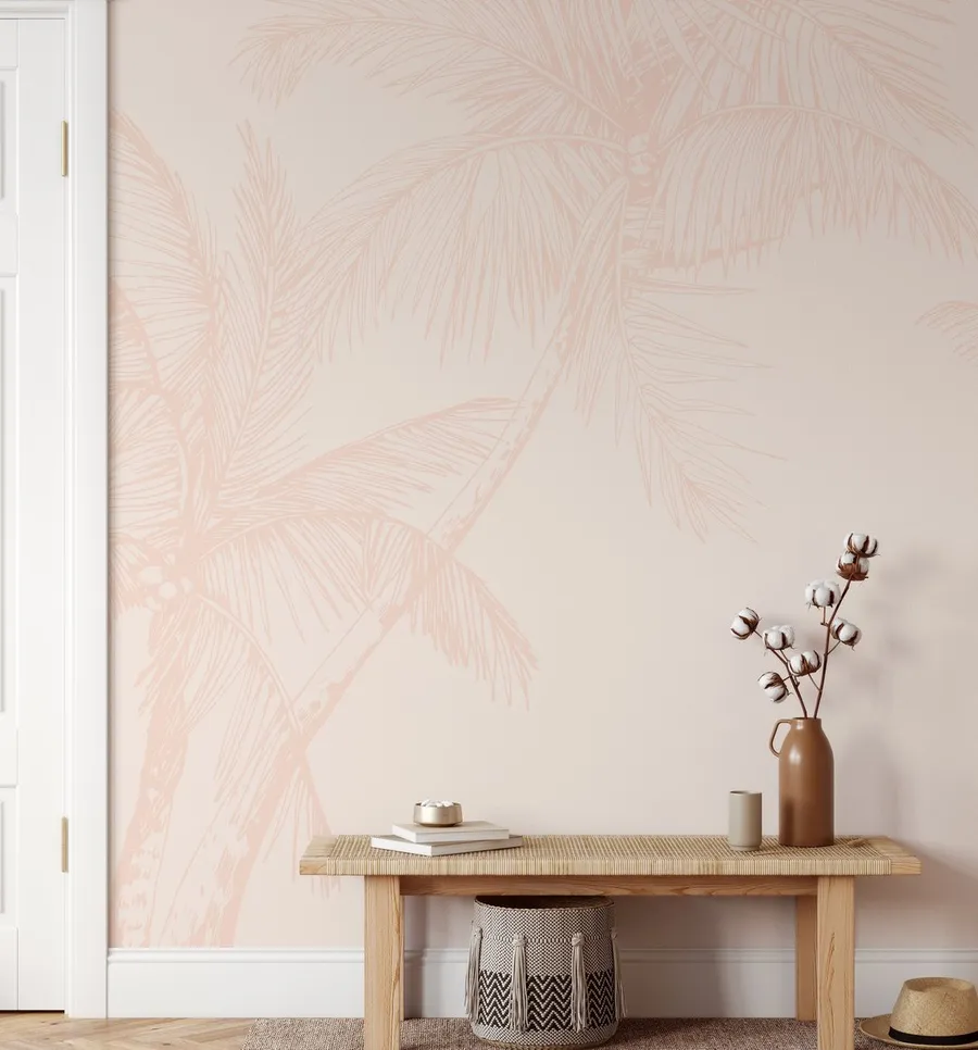 The Palms Wallpaper In Soft Terracotta