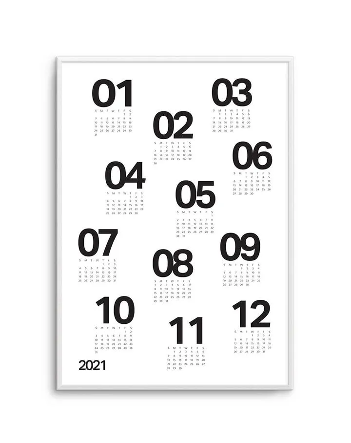 2021 Scatter Calendar | White