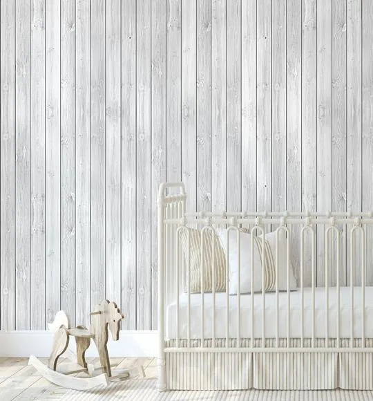 Old Grey Wood Panel Wallpaper