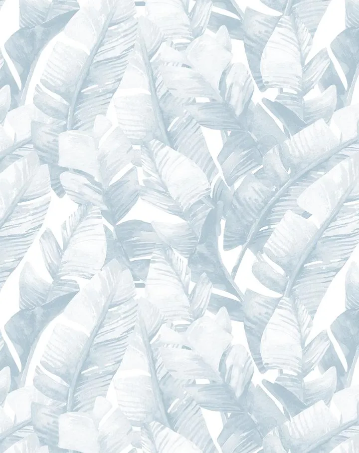 Banana Leaf Palms | Hamptons Blue Wallpaper