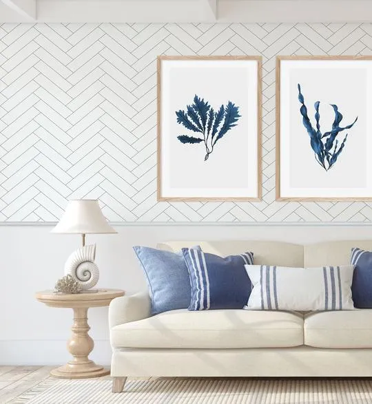 Herringbone in Stone Wallpaper