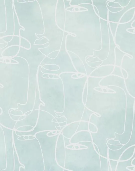 Faces in Seafoam Wallpaper