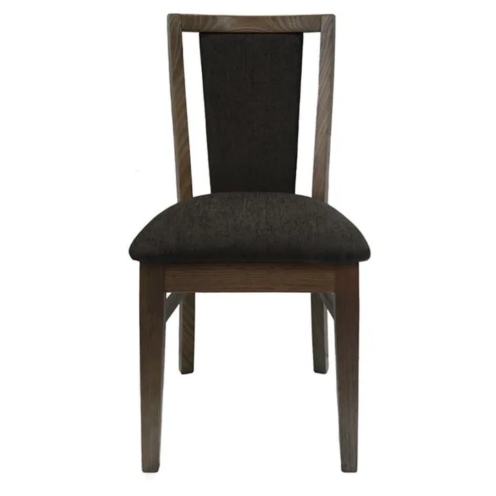 Thirlmere Tasmanian Oak Timber Dining Chair with Upholsterd Back, Fabric Seat, Smoke