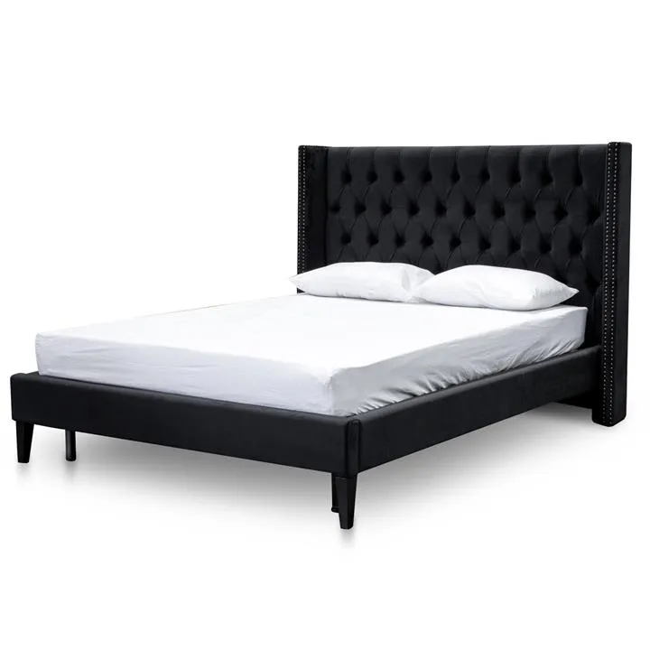 Carolina Queen Bed Frame - Black Velvet by Interior Secrets - AfterPay Available
