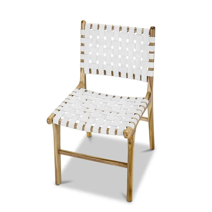 Set of 2 - Xander Leather Teak Dining Chair - White by Interior Secrets - AfterPay Available