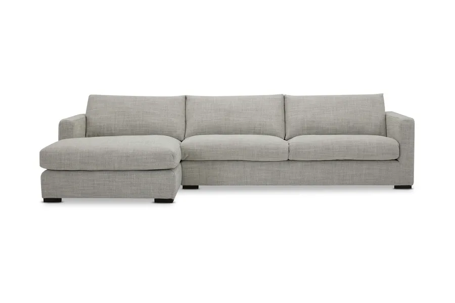 Urban Modern Left-Hand Sofa, Light Grey Fabric, by Lounge Lovers