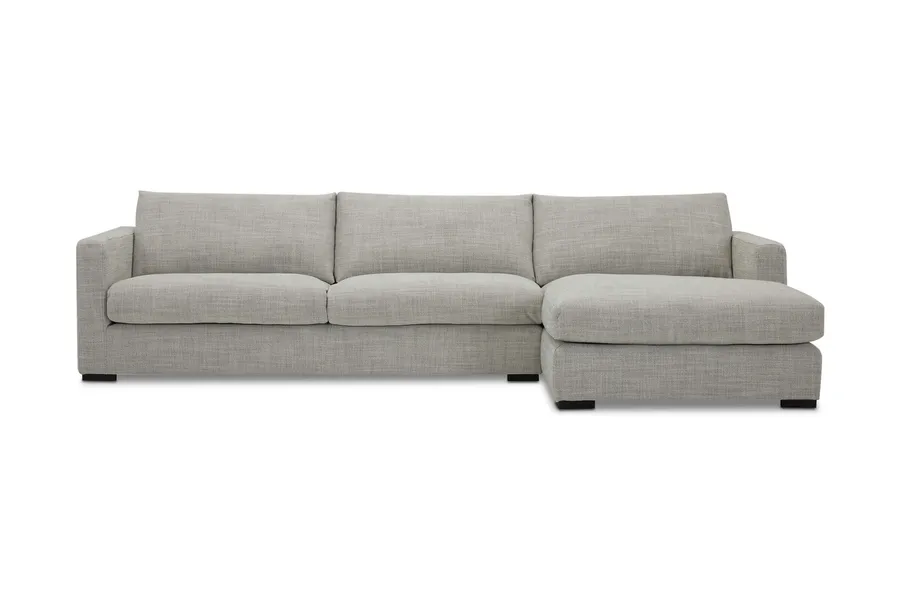 Urban Modern Right-Hand Sofa, Light Grey Fabric, by Lounge Lovers