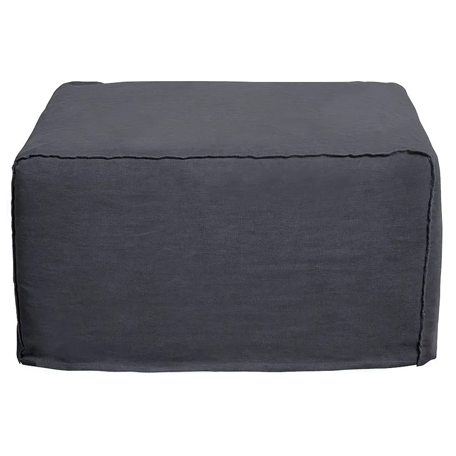 Como Linen Square Ottoman Charcoal - 100cm x 100cm