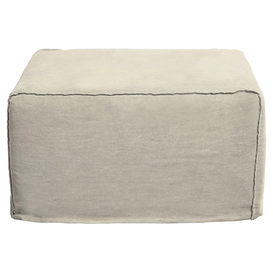 Como Linen Square Ottoman Oatmeal - 100cm x 100cm