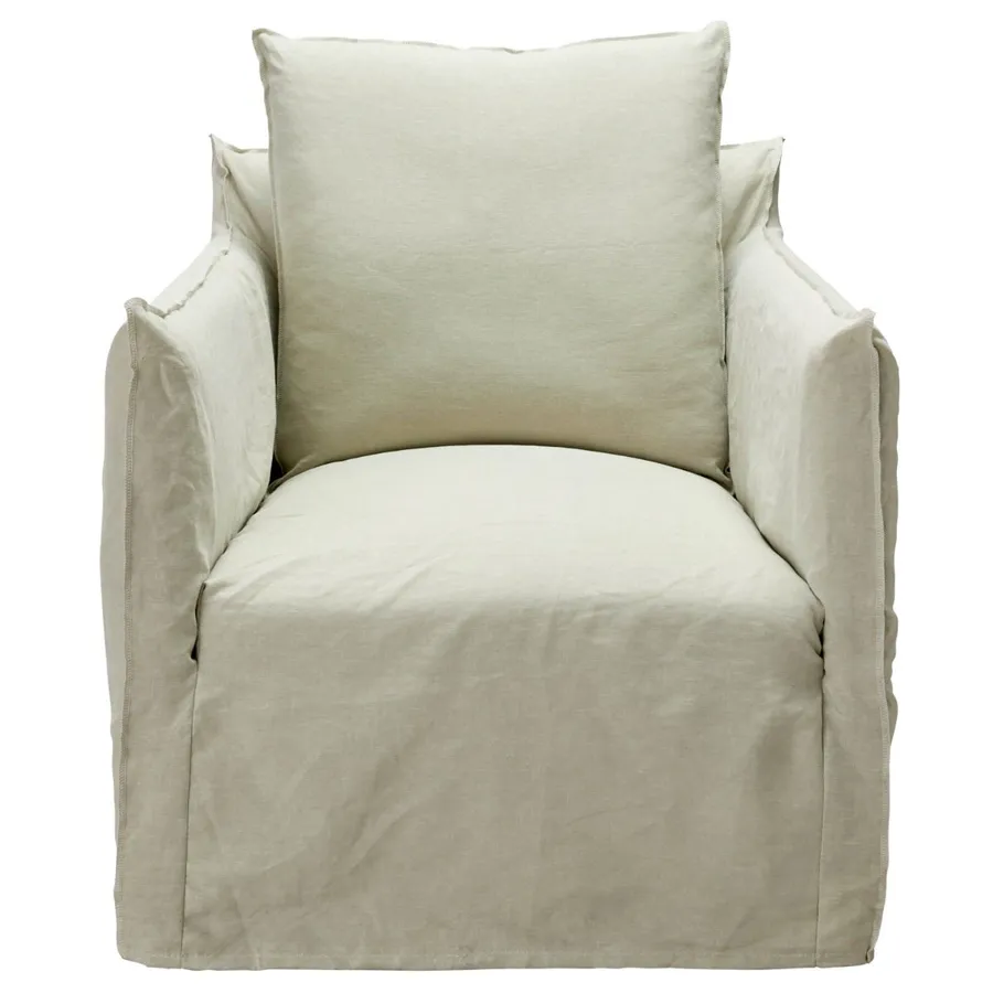 Como Linen Occasional Chair Oatmeal - 1 Seater