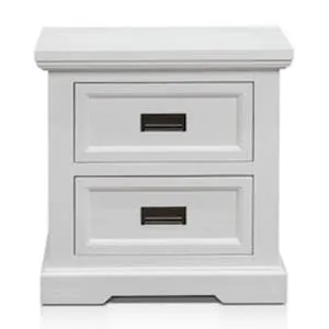 Aspen Bedside Table Brushed White - 2 Drawer