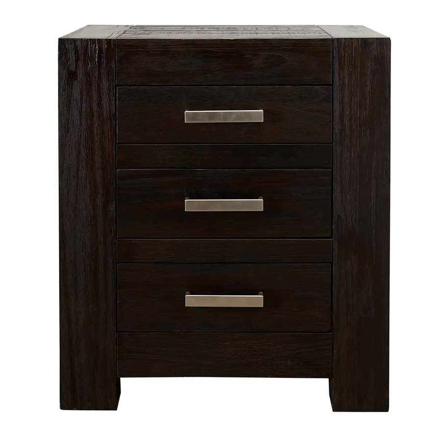 Bargara Bedside Table Midnight Oak - 3 Drawer