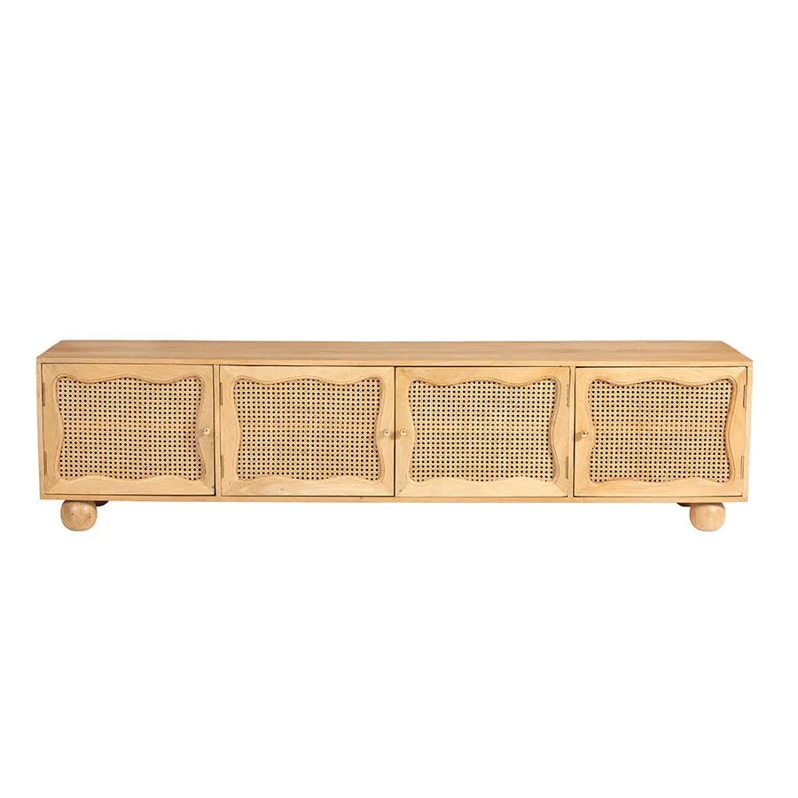 Baxter Mango Wood and Rattan TV Unit - 200cm