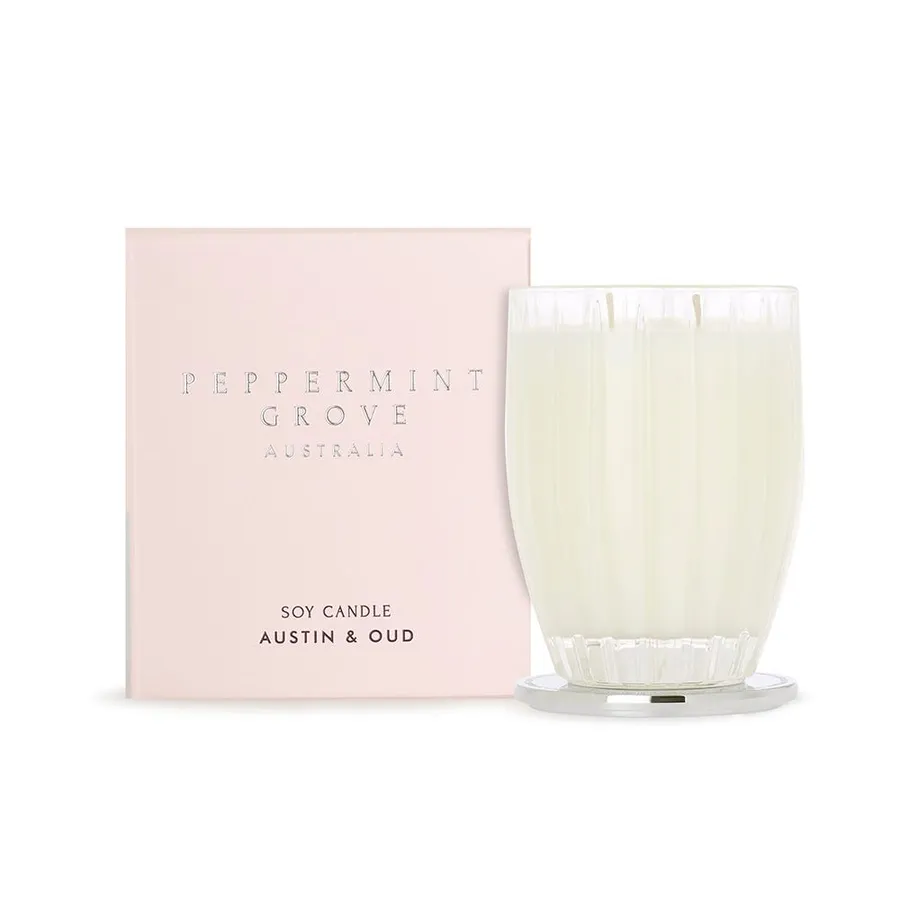 Peppermint Grove Austin & Oud Large Soy Candles 370g