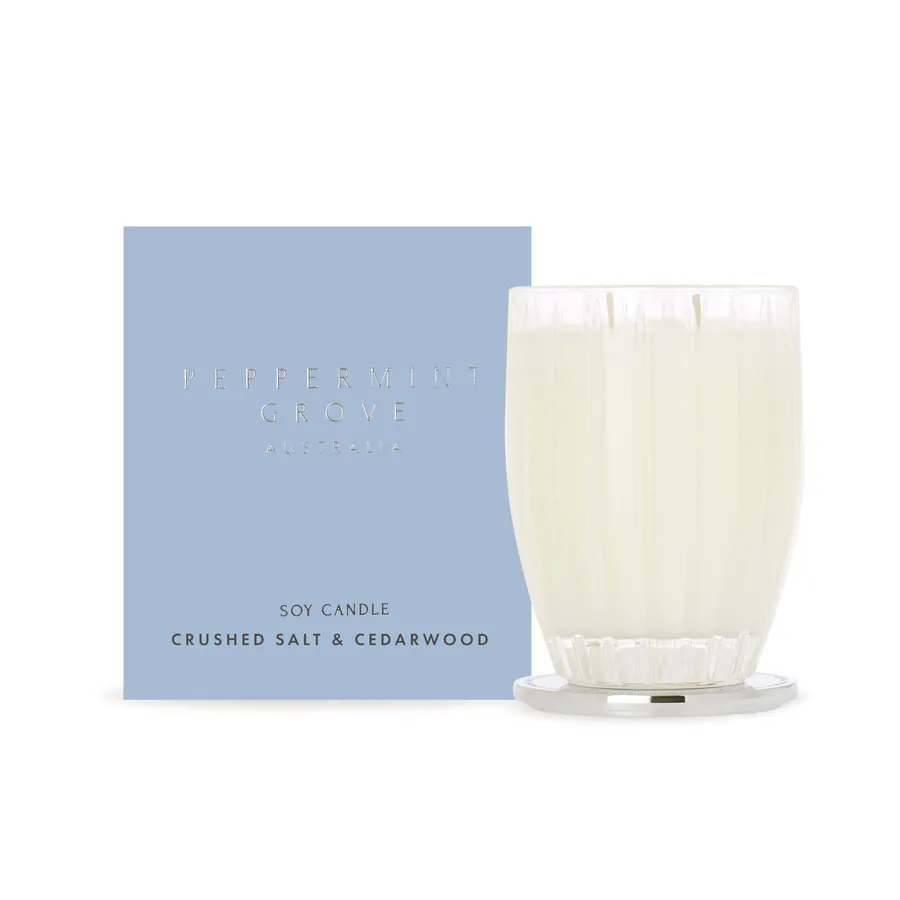 Peppermint Grove Crushed Salt & Cedarwood Large Soy Candles 370g