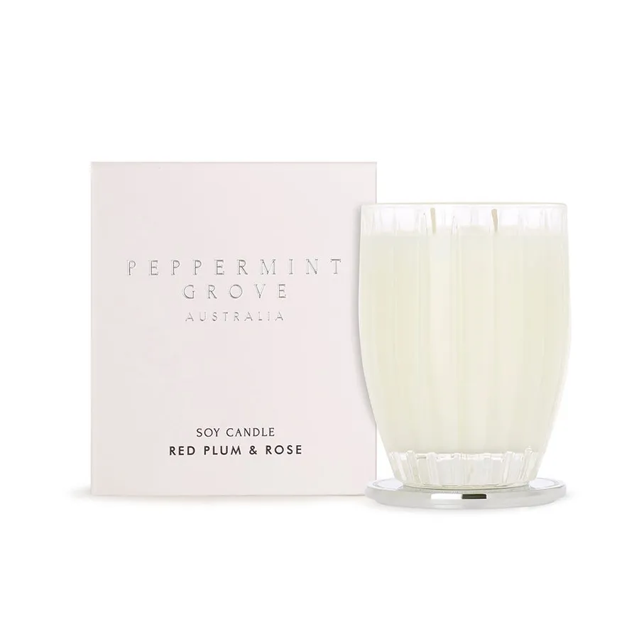 Peppermint Grove Red Plum & Rose Large Soy Candles 370g