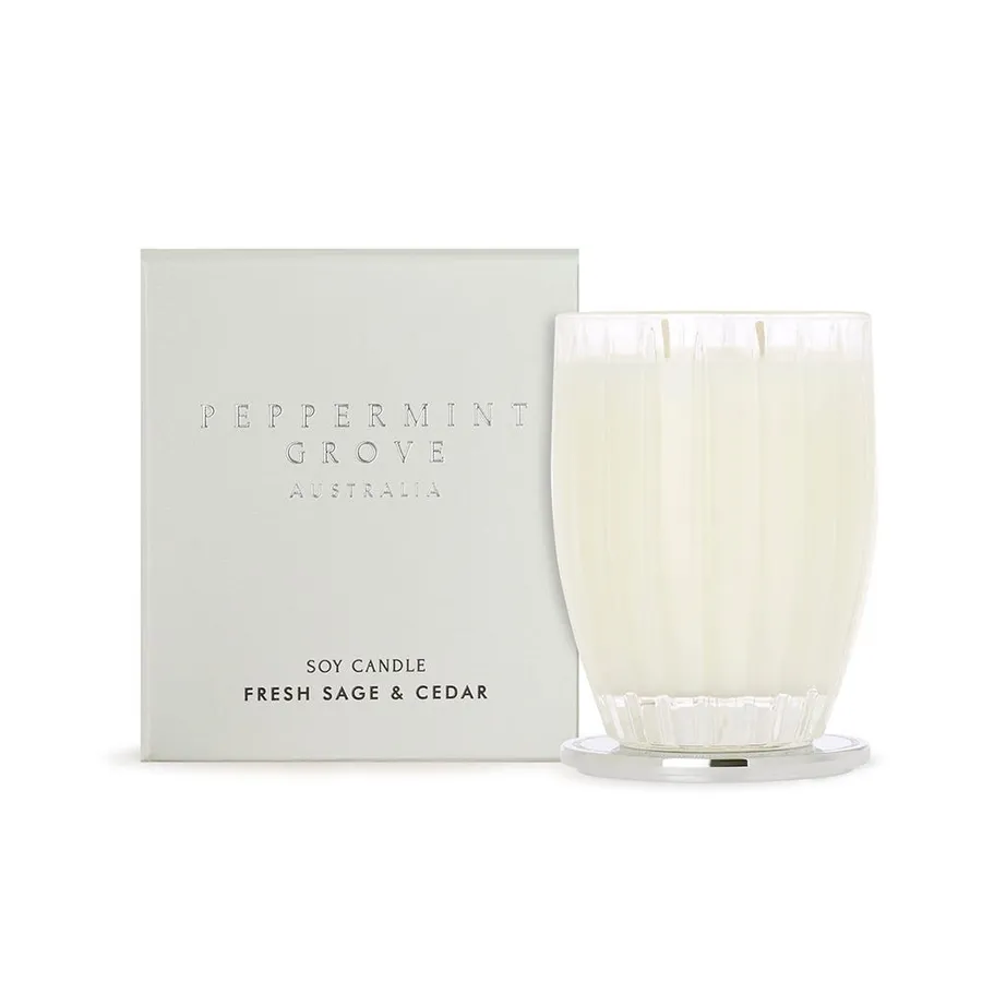 Peppermint Grove Fresh Sage & Cedar Large Soy Candles 370g