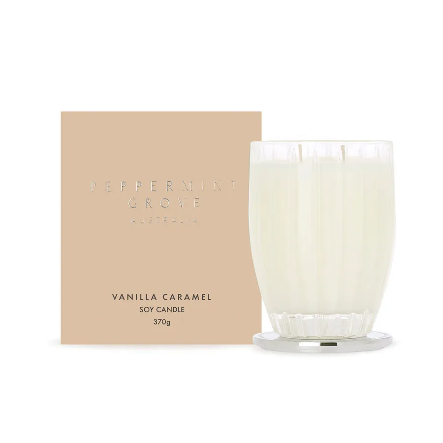 Peppermint Grove Vanilla Caramel Large Soy Candles - 370g
