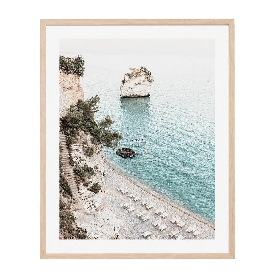 Italian Peninsula Natural Veneer Framed Print - 64cm X 79cm